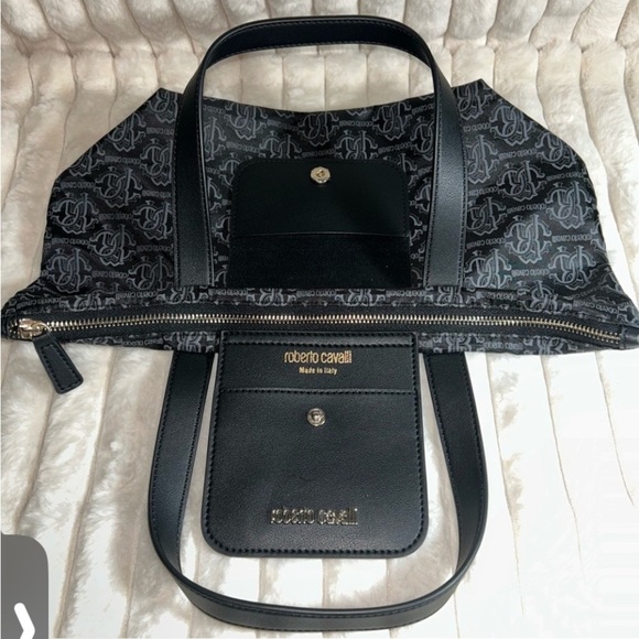 Roberto Cavalli Black and Gray Tote Bag. NWOT - Picture 2 of 9